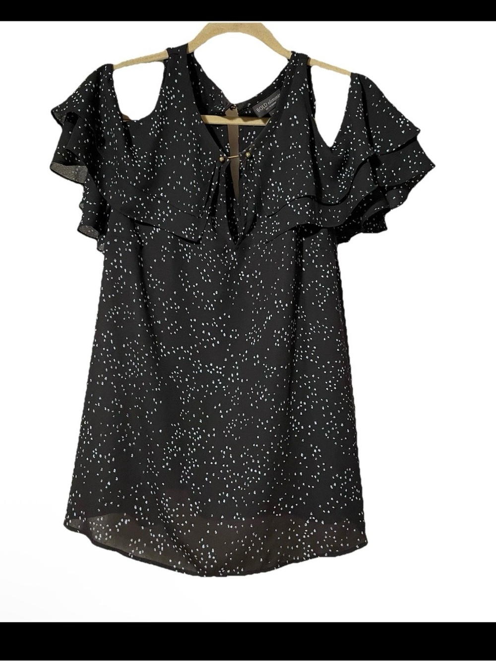 BOLD elements Black Top with White Speckle Print